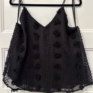 She + Sky Black Textured Floral Camisole